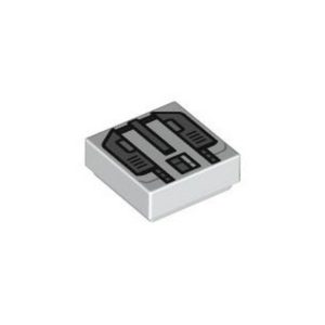 LEGO 3070bpr0317 Tile 1 x 1 with Dark Bluish Grey Armor Print