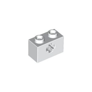 LEGO 32064 Technic Brick 1 x 2 with Axle Hole Type 1 [+ Opening] and Bottom Pin (White)