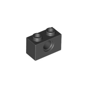 LEGO 3700 Technic Brick 1 x 2 (1 Pin Hole) (Black)