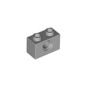 LEGO 3700 Technic Brick 1 x 2 (1 Pin Hole) (Light Grey)