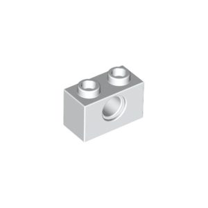 LEGO 3700 Technic Brick 1 x 2 (1 Pin Hole) (White)