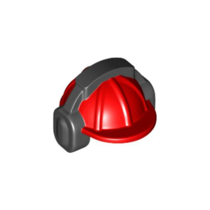 LEGO Cap / Hat 18899pr0001 Helmet, Construction / Hard Hat, Black Ear Protector / Headphones Pattern (Red)