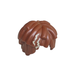 LEGO Hair 2003 Short Long Curls / Mop Top with Dark Tan Splotch Print (Reddish Brown)