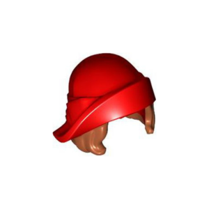 LEGO Cap / Hat 27955pat0002 Hair and Hat, Soft Folded Brim Hat over Dark Orange Bob Cut Hair Pattern