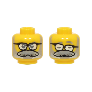 LEGO Head 28621pb0371 Minifigure Head Mr. Oz, Dual Sided, Glasses, Light Bluish Gray Beard, Black Glasses