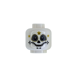 LEGO Head 3626pb4002 Minifigure White Skeleton Head Mexican with 3 Gold Stars