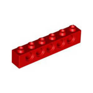 LEGO 3894 Technic Brick 1 x 6 (5 Pin Holes) (Red)