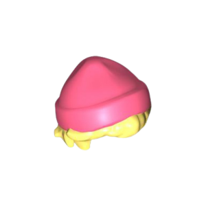 LEGO Cap / Hat 5492pat0001 Hair and Hat, Short Hair and Beanie Coral pattern