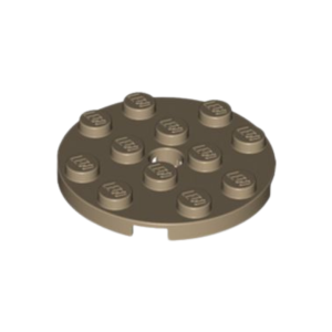 LEGO 60474 Plate Round 4 x 4 with Pin Hole (Dark Tan)
