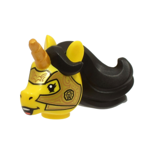 LEGO Head 70751pb03 Unicorn Head with Black Mane and Copper Armor