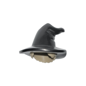 LEGO Cap / Hat 73213pat0001 Hair and Hat, Floppy Witch Hat, Short Hair, Dark Tan Pattern (Black)