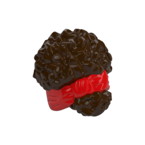 LEGO Hair 79984pat0004 Coiled, Tied Up with Ribbon, Red Pattern (Dark Brown)