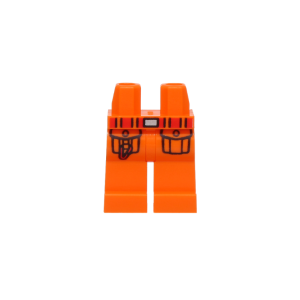 LEGO Legs 970c00pb1849 Hips and Orange Legs with Pockets and Red Belt Print