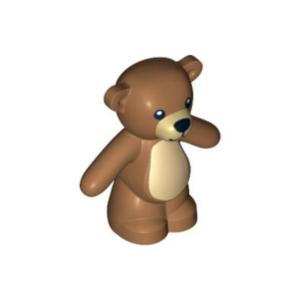 LEGO Animal 98382 Bear / Teddy, Arms Down with Black Eyes, Nose and Mouth / Tan Belly Print (Medium Nougat)