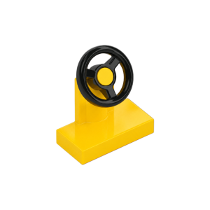 LEGO 3829 Steering Stand 1 x 2 with Black Steering Wheel (Yellow)