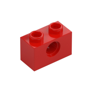 LEGO 3700 Technic Brick 1 x 2 (1 Pin Hole) (Red)