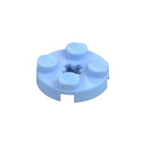 LEGO 4032a Plate Round 2 x 2 with Axle Hole Type 1 (Bright Light Blue)