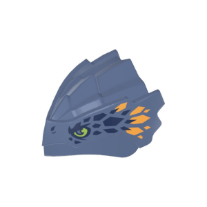 LEGO 4921pr0001 Creature Body Part, Dragon Head Riyu with Lime Eyes, Dark Blue / Bright Light Orange Marking print (Sand Blue)