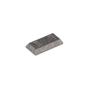 LEGO 99563 Tile Special 1 x 2 with Sloped Walls AKA Money / Gold Bar Ingot (Flat Silver)