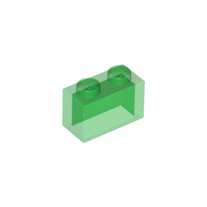 LEGO 3065 Brick 1 x 2 without Bottom Tube (Transparent Green)