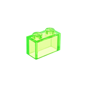 LEGO 3065 Brick 1 x 2 without Bottom Tube (Transparent Bright Green)