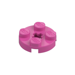 LEGO 4032a Plate Round 2 x 2 with Axle Hole Type 1 (Medium Dark Pink)
