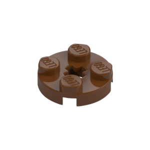 LEGO 4032a Plate Round 2 x 2 with Axle Hole Type 1 (Reddish Brown)