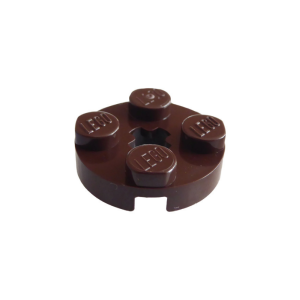 LEGO 4032a Plate Round 2 x 2 with Axle Hole Type 1 (Dark Brown)