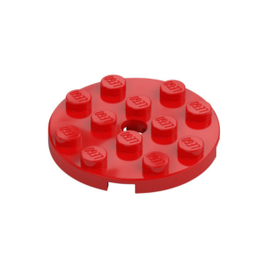LEGO 60474 Plate Round 4 x 4 with Pin Hole (Red)