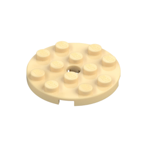 LEGO 60474 Plate Round 4 x 4 with Pin Hole (Tan)